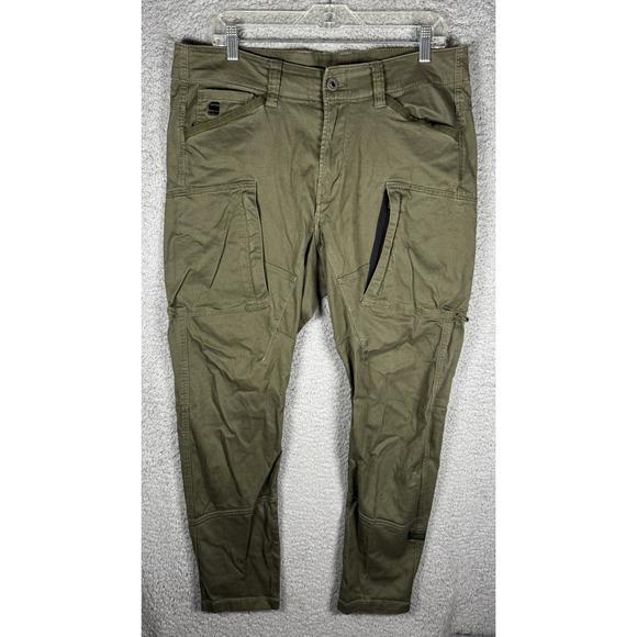 G-Star RAW Mens Cargo Tapered Pants Olive Green Utility Trousers 33x32